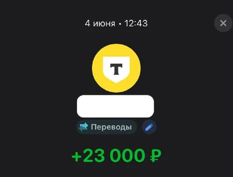 Скрин оплаты: +23 000 ₽, 4 июня