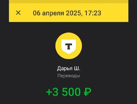 Скрин оплаты: +3 500 ₽, 6 апреля 2025