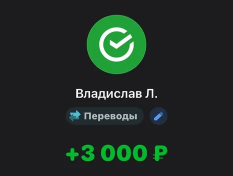 Скрин оплаты: +3 000 ₽