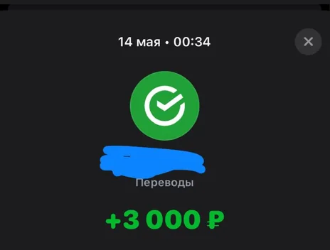Скрин оплаты: +3 000 ₽, 14 мая