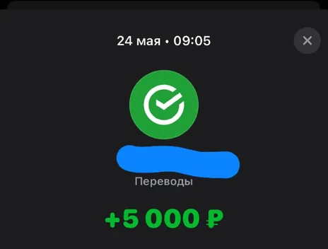 Скрин оплаты: +5 000 ₽, 24 мая